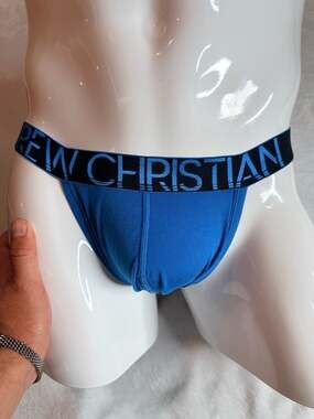 Andrew Christian Happy Modal Jockstrap with Almost Naked Pouch, Blue, Size Large
